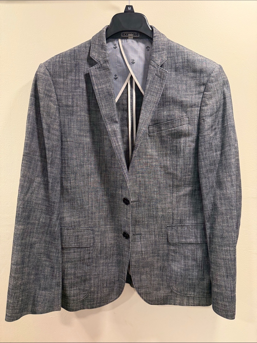 Express Men’s Heathered Navy Sport Coat Blazer